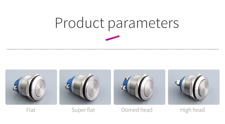 12V Momentary Stainless Steel Switch 1no High Head 16mm Button Electrical